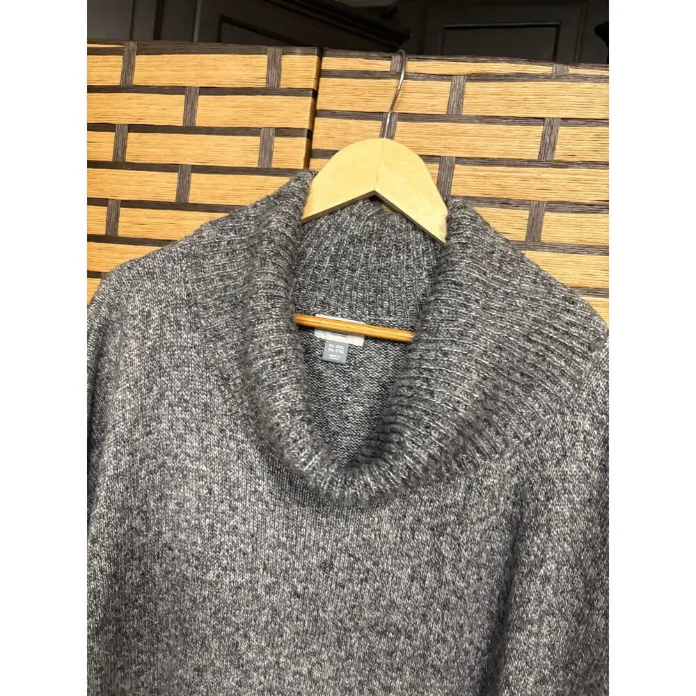 Old Navy Black/Gray Marled Knit Cowl Neck Poncho Style Sweater Size‎ Xl/2X